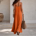 thumbnail image 4 of Aimik Women's Loose Flowy Maxi Dress Summer Spaghetti Strap V Neck Solid Maxi Dress Lightweight Beach Vacation Long Sundress, 4 of 5