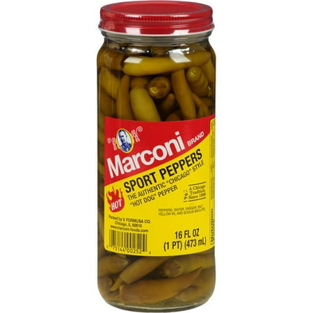 Marconi Brand Hot Sport Peppers, 16 fl oz, (Pack of