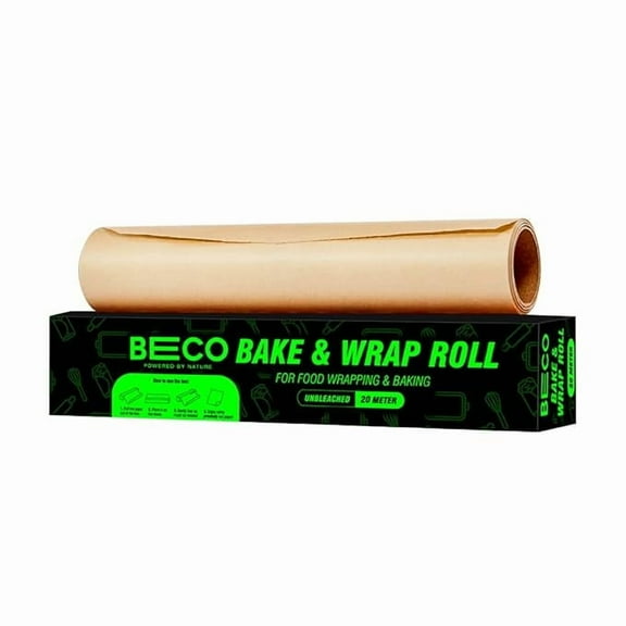 Beco Eco-Friendly Baking & Wrapping Paper, 11 inch x 20 Meter Roll, Pack of 1, 100% Bamboo Pulp & Chemical Free Parchment & Cooking Paper