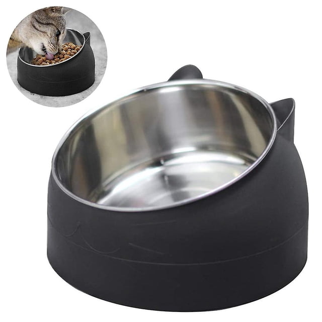 Cuencos de acero inoxidable para gatos, cuenco inclinado para perros y gatos, comedero extraíble