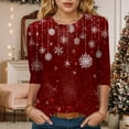 thumbnail image 2 of Dmsael Women'S Christmas Tops Women Christmas Shirts Christmas Tree Printed Tshirts 3/4 Sleeve Crew Neck Tops Holiday Xmas T-Shirts Pink,2XL, 2 of 4