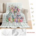 thumbnail image 5 of Spring Easter Blanket Soft Cozy Warm Throw Blanket for Couch, Plush Fuzzy Flannel Fleece Blankets for Sofa, Colorful Cute Rabbits Eggs Flowers Green Plaid Bed Blankets Gifts for Men, 50"x60", 5 of 9