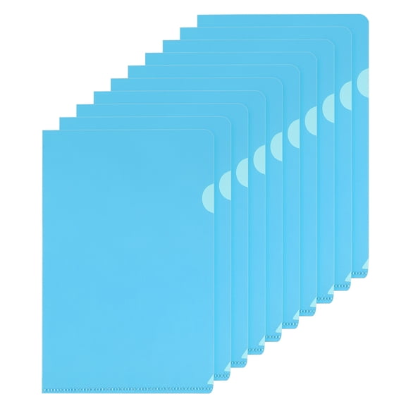 Uxcell L Type Folders 10 Pack A5 Plastic File Project Pockets Clear Paper Document Jacket Sleeves Sky Blue