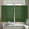 thumbnail image 4 of Solid Dark Green Semi Sheer Curtains 45 Inch Length 2 Panels Set, Retro Minimalism Abstract Denim Texture Sheer Kitchen Curtain Privacy Voile Window Curtain for Living Room Bedroom Rod Pocket Drapes, 4 of 7