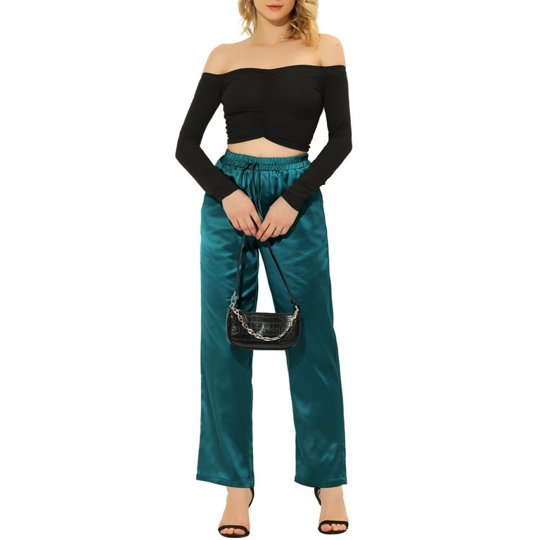 Satin Wide Leg Pant w/Pockets