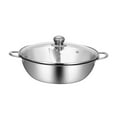 thumbnail image 2 of veasfak Hot Pot Pan Dish with Lid Shabu Shabu Divider Hot Pot Kitchenware Cookware Stock 32cm 2 compartments, 2 of 9