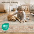 thumbnail image 4 of ODIKA Entryway Boho Distressed Farmhouse Stripe Mosaic Detail Border Non-Slip Flatwoven for Living Room, Under Sectional, Family, 4 of 7