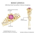 thumbnail image 5 of Rosec Jewels Pink Tourmaline Floral Ring with Diamond for Women - Nature Inspired Ring, 14K Yellow Gold, US 7.00, 5 of 8