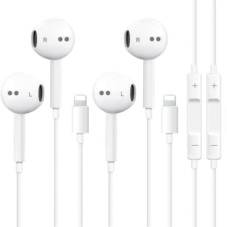 Headphones for iPhone,2 Pack Earbuds Wired Earphones with Built-in Microphone & Volume Control, Compatible with iPhone 14/13/12/11 Pro Max/Xs Max/XR/X/7/8 Plus