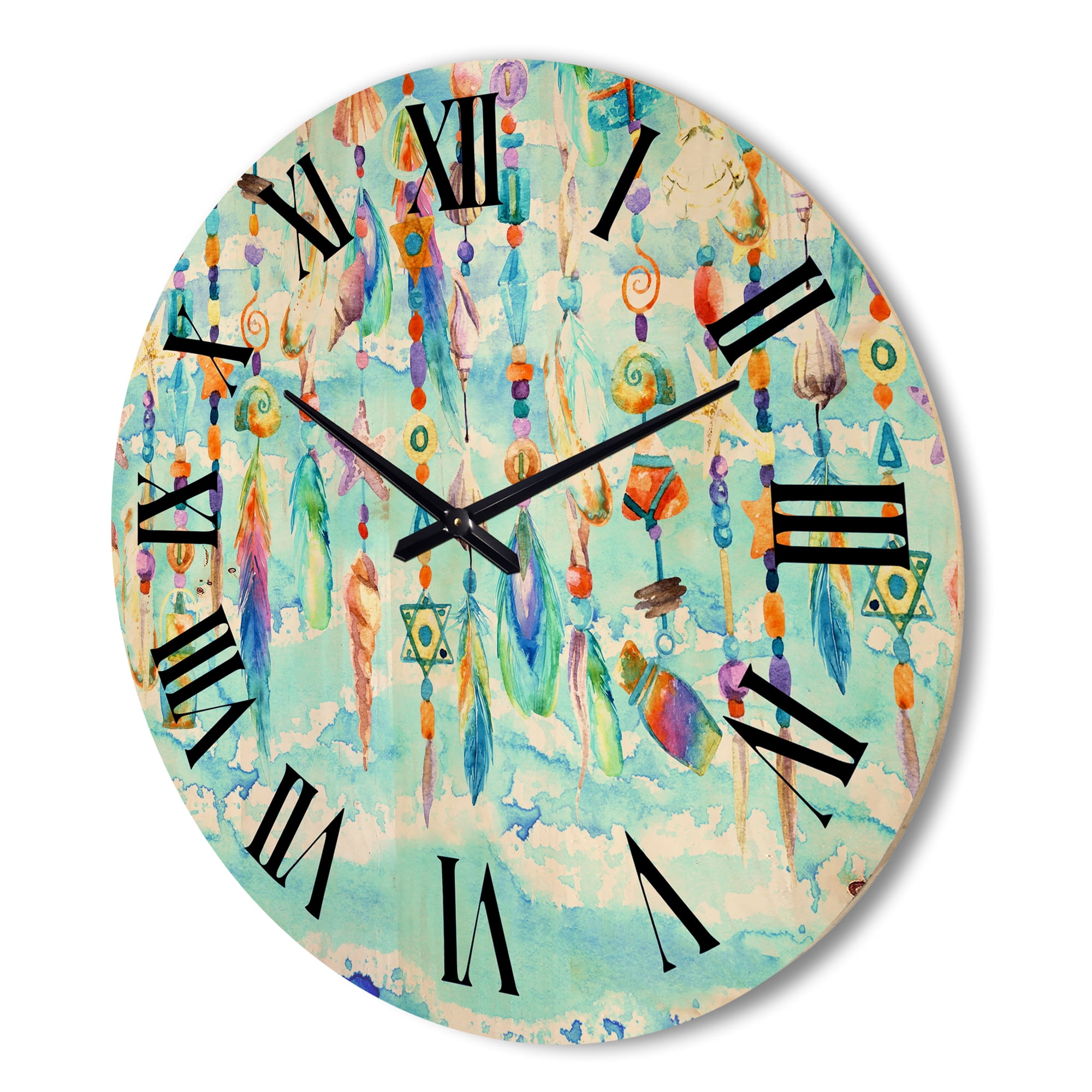 Designart 'Jewelry of Beads and Sea Shell' Traditional Wood Wall Clock