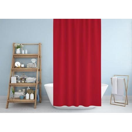 3S Brother's Solid Red Shower Curtain Single Panel for Bathroom, Unique and Stylish Heavy Duty Waterproof with 12 Grommets and Hooks, 100% Polyester 72 X 72 Inches
