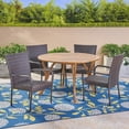 thumbnail image 3 of GDF Studio Marrion Outdoor Acacia Wood and Wicker 5 Piece Dining Set, Teak and Multibrown, 3 of 13