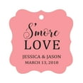 thumbnail image 1 of Darling Souvenir S'More Love Personalized Wedding Favor Tags Bonbonniere Hang Tags-Peach Pink-100 Tags, 1 of 1