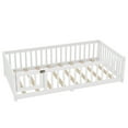 thumbnail image 3 of Kumix Floor Bed with Fence Guardrail and Door, Wooden Twin Size Floor Bed with Slats Support for Boys & Girls, Montessori Floor Bed Frame for Bedroom, Floor Bed for Aged 1-3, White, 3 of 7