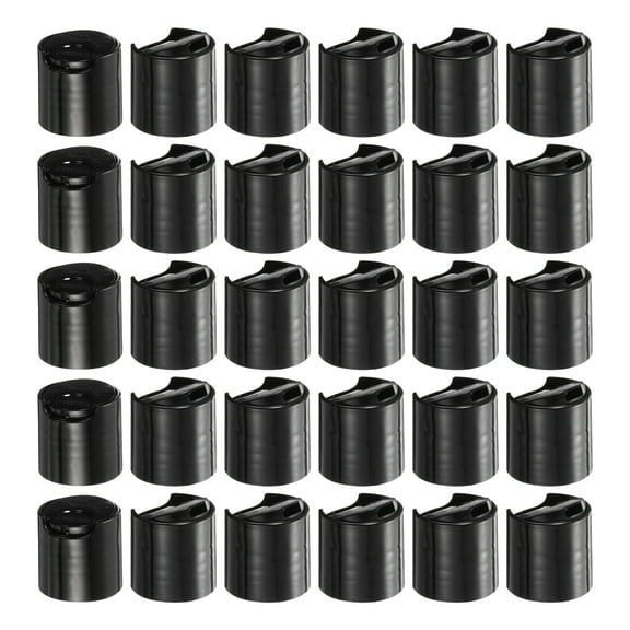 30pcs PP Plastic Disc Top Caps, 28/410 Replacement Press Caps for Squeeze Bottles, Black