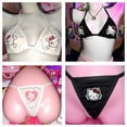 thumbnail image 2 of Sujetador de Hello Kitty para mujer, bragas de Anime, ropa interior bordada Y2K, ropa interior Kawaii de dibujos animados, parte trasera en T, Kuromi traje de baño, regalo de verano, 2 of 4