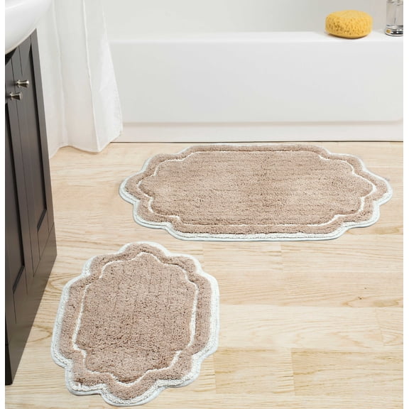 Home Weavers Allure Collection 100% Cotton Non-Slip Bathroom Rug Set Machine Washable Bathroom Rug-17"x24", Bath Rug- 21"x34", Blue Color 2 Piece Bath Rug set