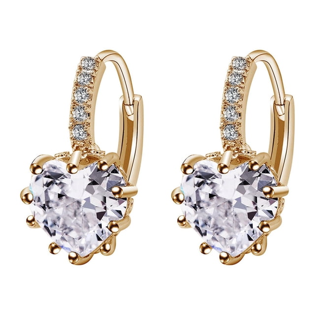 Fiudx Pendientes En Forma de Corazón, Diseño de Circonitas Coloridas, Estilo de Aleación Geométrica, Estilo Único, Accesorio Versátil para Eventos, Regalo Perfecto para Ella, Un Complemento Llamativo