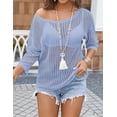 thumbnail image 4 of Zeagoo Crochet Tops for Women Fashion Summer Sweater 2025 Short Sleeve Off Shoulder Knit Pullover Shirts, 4 of 6