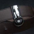 thumbnail image 3 of Cinturón de piel vacuna auténtica clave Etiquetas Cadenas Acero inoxidable doble anillo estilo para los hombres, 3 of 5