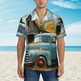 thumbnail image 2 of Honeii Vintage Truck Farm Scene Print Men’s Hawaiian Shirt,Classic Button-Down Short Sleeve Shirt, for Beach, Vacation, and Outdoor Activities,X-Large, 2 of 7