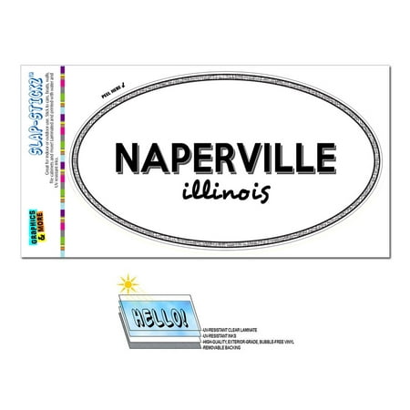 Naperville, IL - Illinois - Black and White - City State - Oval Laminated