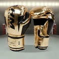 thumbnail image 3 of Muay Thai Competition Gloves Pu Leather Sponge Boxing Gloves Sport Supplies (6OZ Gold), 3 of 10