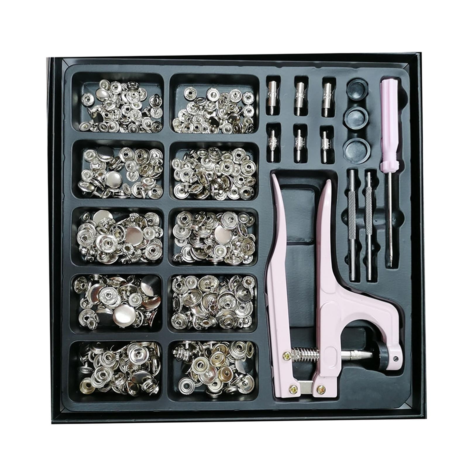 GUOOL 100x Snap Fasteners Kit with Pliers, Plastic Buttons Sewing Crafting Accessories for Kunst und Skulpturen and DIY Projects Beginner Friendly Silver