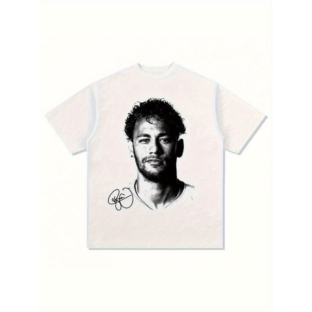 Ball - Men's Neymar Signature Portrait T-Shirt - Soccer Star Inspired Graphic Tee, Machine Washable Crew Neck Shirt for Sports, Streetwear & Everyday Casual Outfits, Sports Inspired Clothing