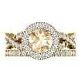 thumbnail image 2 of Clara Pucci 14K Yellow Gold 1.795 Natural Morganite Engraveable Engagement Ring + Wedding Band Set, 2 of 7