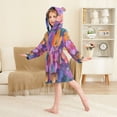 thumbnail image 4 of FORMRS Niños Bathrobe Unisex Hooded Robe Soft Plush Pajamas Sleepwear, Size 2-3T, Large Purple Flowers, 4 of 7