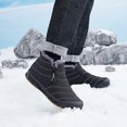 thumbnail image 4 of Botas de nieve forradas de piel Botas de tobillo de piel de felpa cálidas Botas de nieve de invierno para hombres para el invierno, 4 of 9