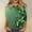 Shirts-348Green, variant on Summer Tops for Women White Background Graphic Tees 3/4 Sleeve Blouses Green Gold Glitter Effect Scattered Shamrock Tops