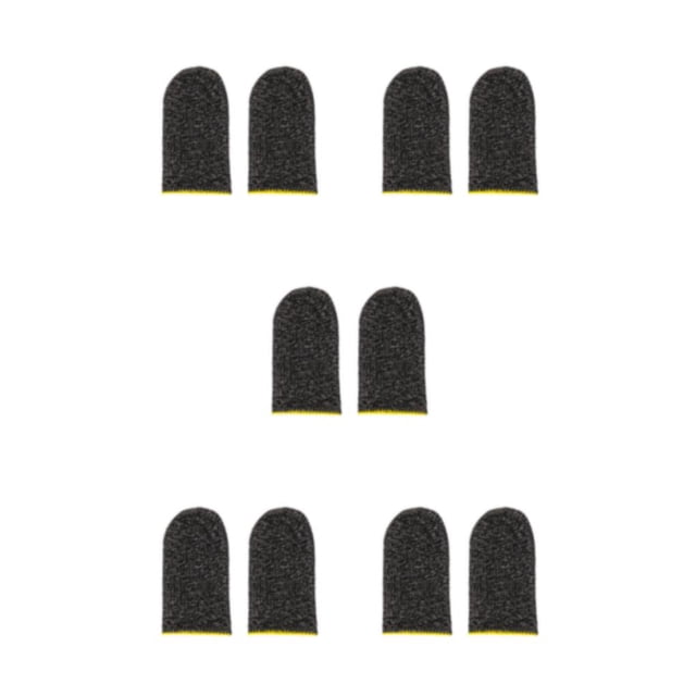 Wisewang 2Pcs Game Fingertip Sleeves Sweat Proof Elastic Nylon Screen for Protection Knitting Gloves Kit Gaming Parts Accessories Yellow 5Set