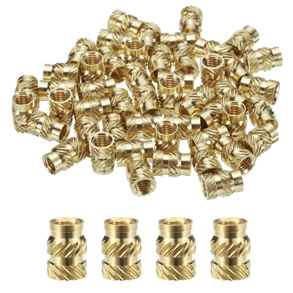 Uxcell 50 Pack M5 Threaded Inserts Brass Heat Set Insert M5x10mm, OD 7mm Knurled Insert Nuts
