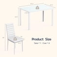 thumbnail image 4 of Dining Table Set for 4,Asofer Home Kitchen Glass Dining Set with 4 PU Leather Chairs, Modern Thick Tempered Glass Table, White, 4 of 6