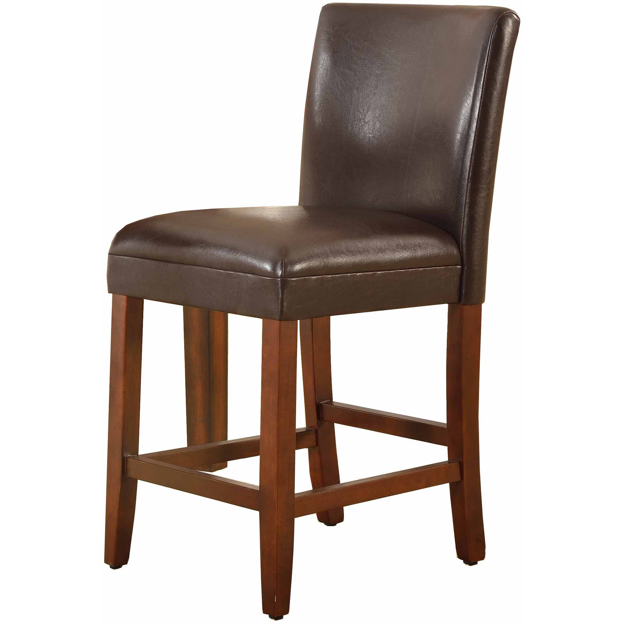 Homepop 24 Faux Leather Barstool, Brown Faux Leather Bar Stools