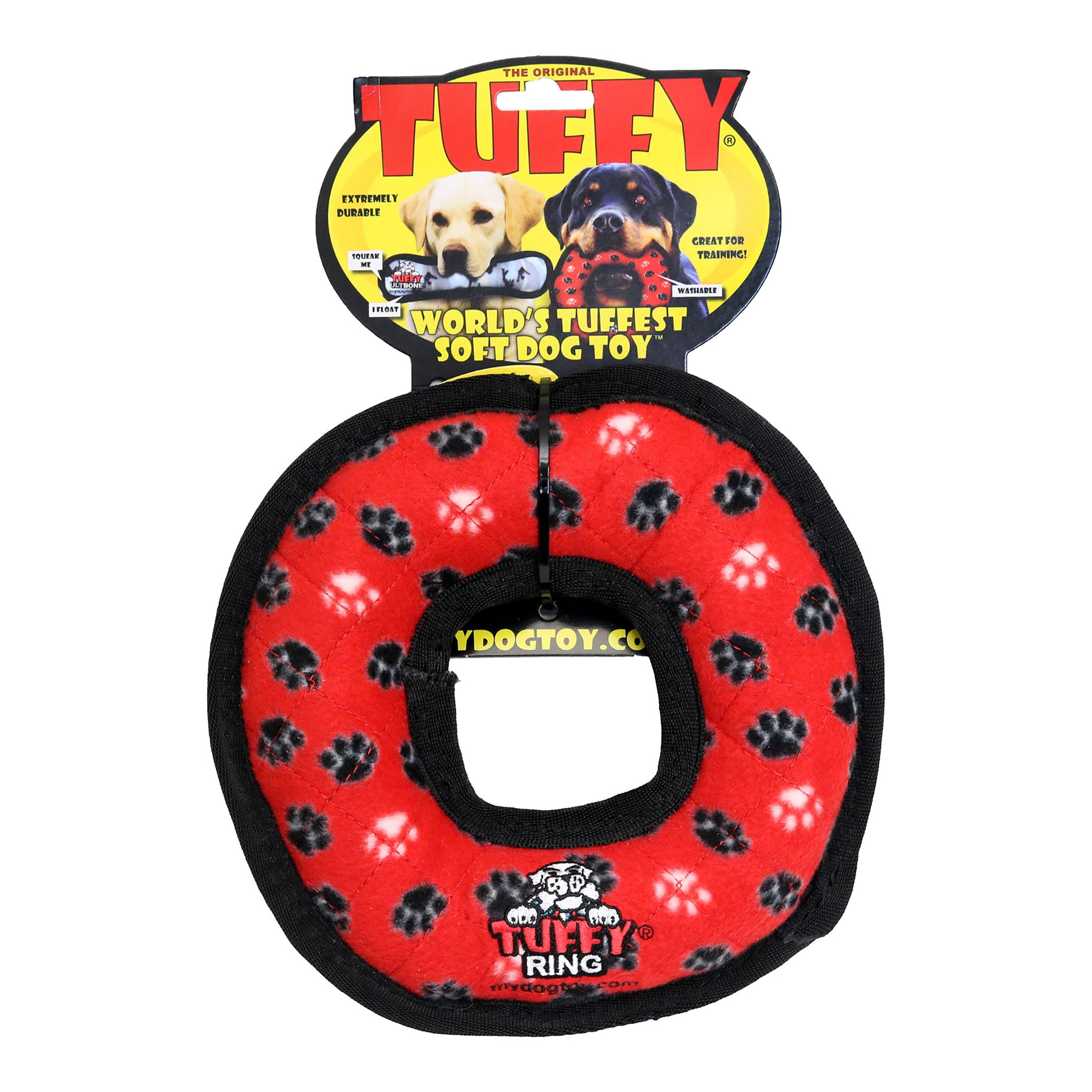 Tuffy Medium Red Ring Durable Plush Dog Toy