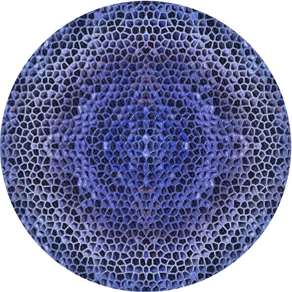 Ahgly Company Machine Washable Indoor Round Transitional Light Slate Blue Area Rugs, 6' Round