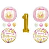 Ballerina Tutu First 1st Birthday balloons Decoration Pink Gold Polka Dots