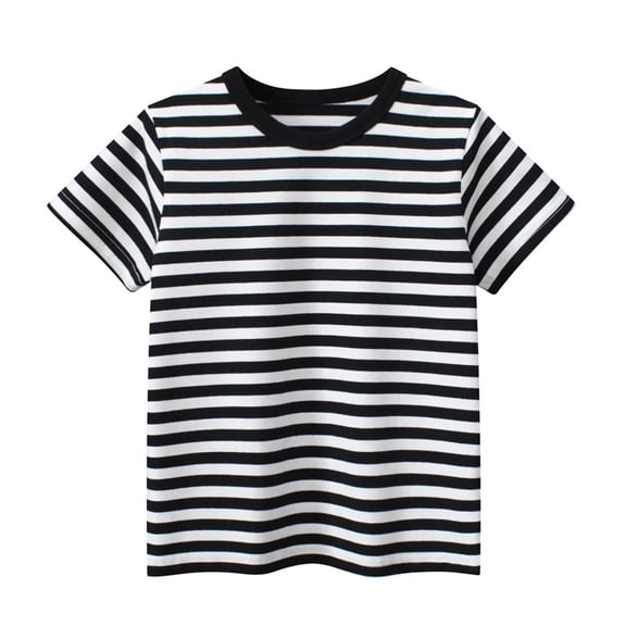 Shirts for Children Boy Girl Summer Fall Short Sleeve Crewneck Striped Tops Shirt Blouses Kid 2026 Clothing