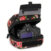 USA Gear Quick Access DSLR Hard Shell Camera Case (Floral) with Molded EVA Protection, Padded Interior, Holster Belt Loop and Rubber Coated Handle - Works W/ Nikon, Canon, Pentax, Olympus and More