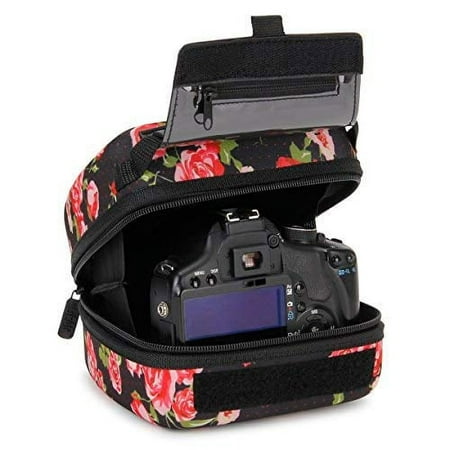 Image of USA Gear Quick Access DSLR Hard Shell Camera Case (Floral) with Molded EVA Protection Padded Interior Holster Belt Loop and Rubber Coated Handle - Works W/ Nikon Canon Pentax Olympus and More