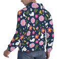 thumbnail image 6 of Naloa Floral Rabbit Men's Casual Hooded Collar Drawstring Hoodies Pullover Sweatshirts Casual Long Sleeve Shirts-Medium, 6 of 7