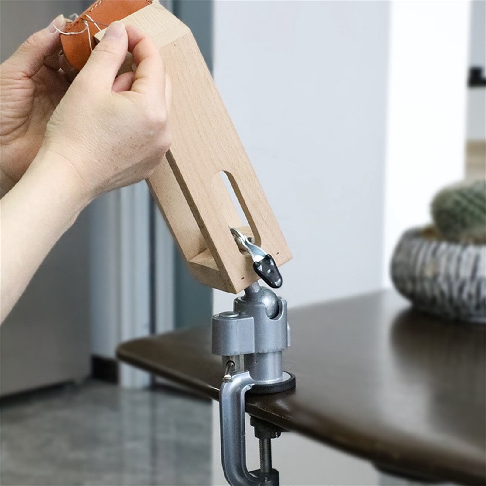 FNGZ Ler Clip Clearance Clip Stitching Angle Rotating Leather Universal Goods Pony，Handmade 360 Wooden Rotation Hand-sewn High-end Tools & Home Improvement Yellow