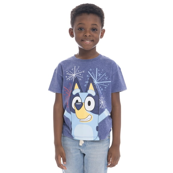 Bluey Toddler Boys Graphic Americana Crewneck Tee with Short Sleeves, Sizes 12M-5T