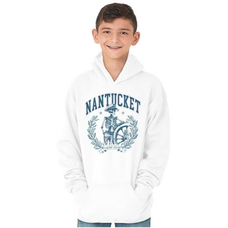 Nantucket Yacht Club Skeleton Captain Youth Hoodie Boy Girl Teen Brisco Brands S