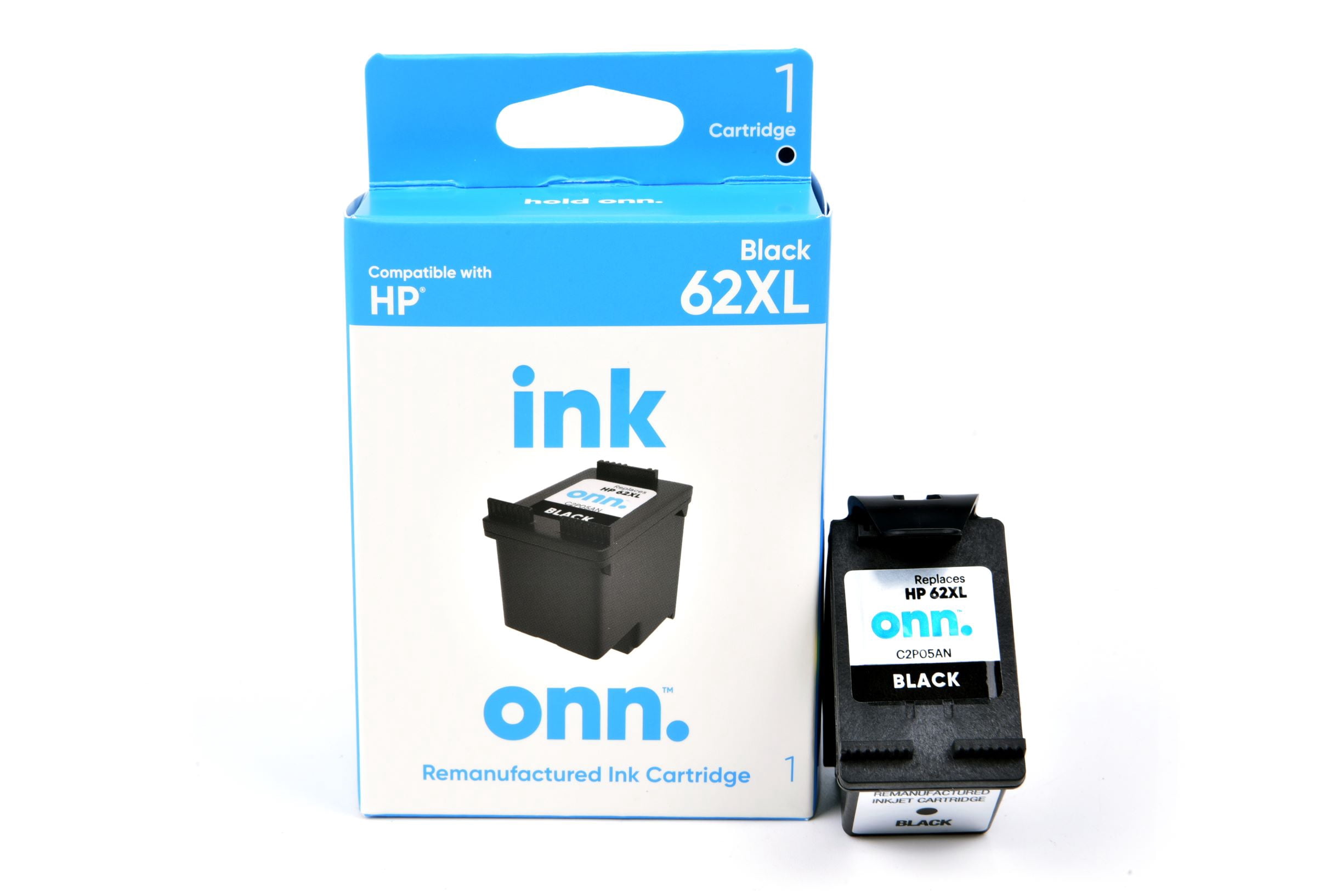 onn. Remanufactured Ink Cartridge, HP 62XL, Black
