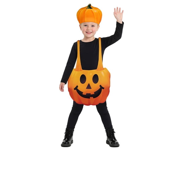 Pumpkin Halloween Costumes for Women Adult, Cosplay Overall with Hat for Men, Funny Party Outfit for Carnival Masquerade Festival
