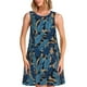 thumbnail image 1 of Balery Blue Leaves A Vestidos de verano para mujer con estampado: vestido holgado sin mangas, vestido playero informal y cómodo para días calurosos., 1 of 7